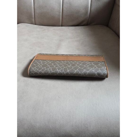 Vintage Nina Ricci Long Wallet Brown Animal Print Leather Canvas NWT - Picture 6 of 14